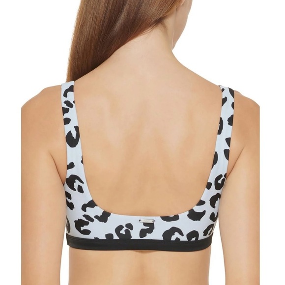 DKNY SWIM sz S Grey Cheetah Print Bralette 1" straps removeable padded cups - Picture 2 of 10